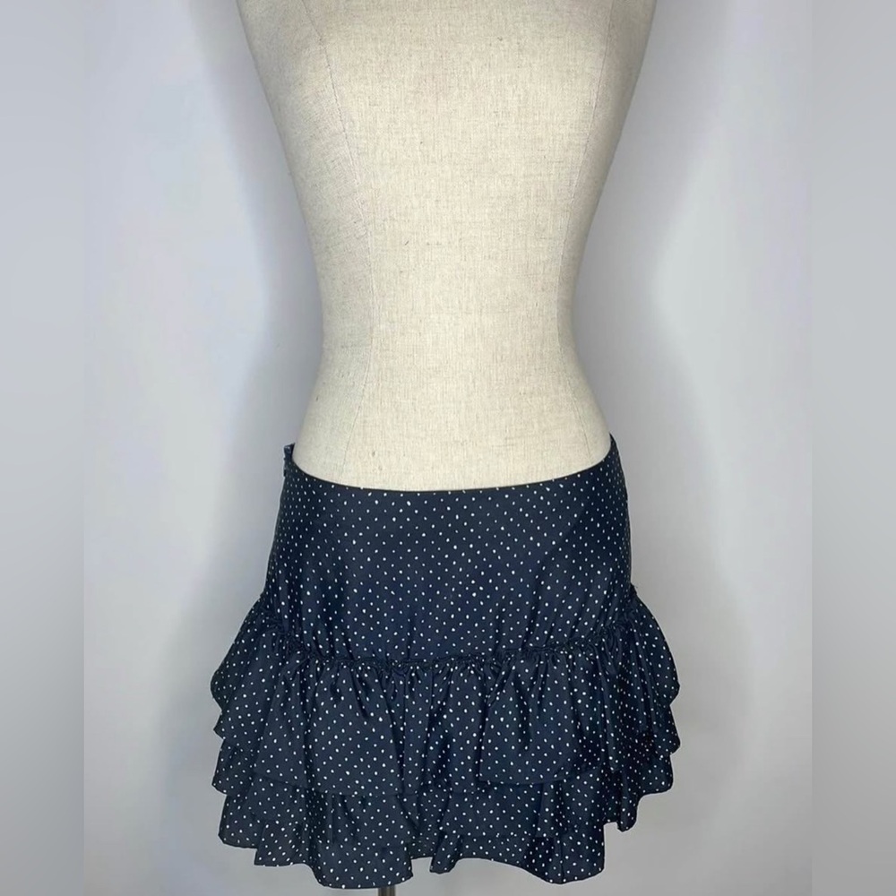IKKS: Navy Polka Dot Ruffle Skirt